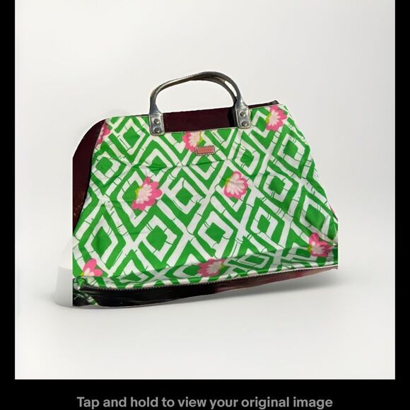 Lilly Pulitzer Large Cotton Tote Floral Green Bamboo - Picture 1 of 9